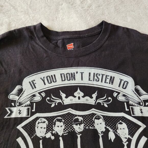 Hanes New Kids On The Block Black Tshirt With White Graphics Size Large - Picture 4 of 6